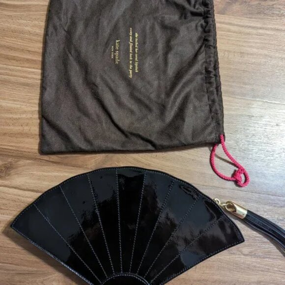 *LIKE NEW* Kate Spade Hello Tokyo Shanghai Milan Fan Clutch (Black) - Picture 3 of 4